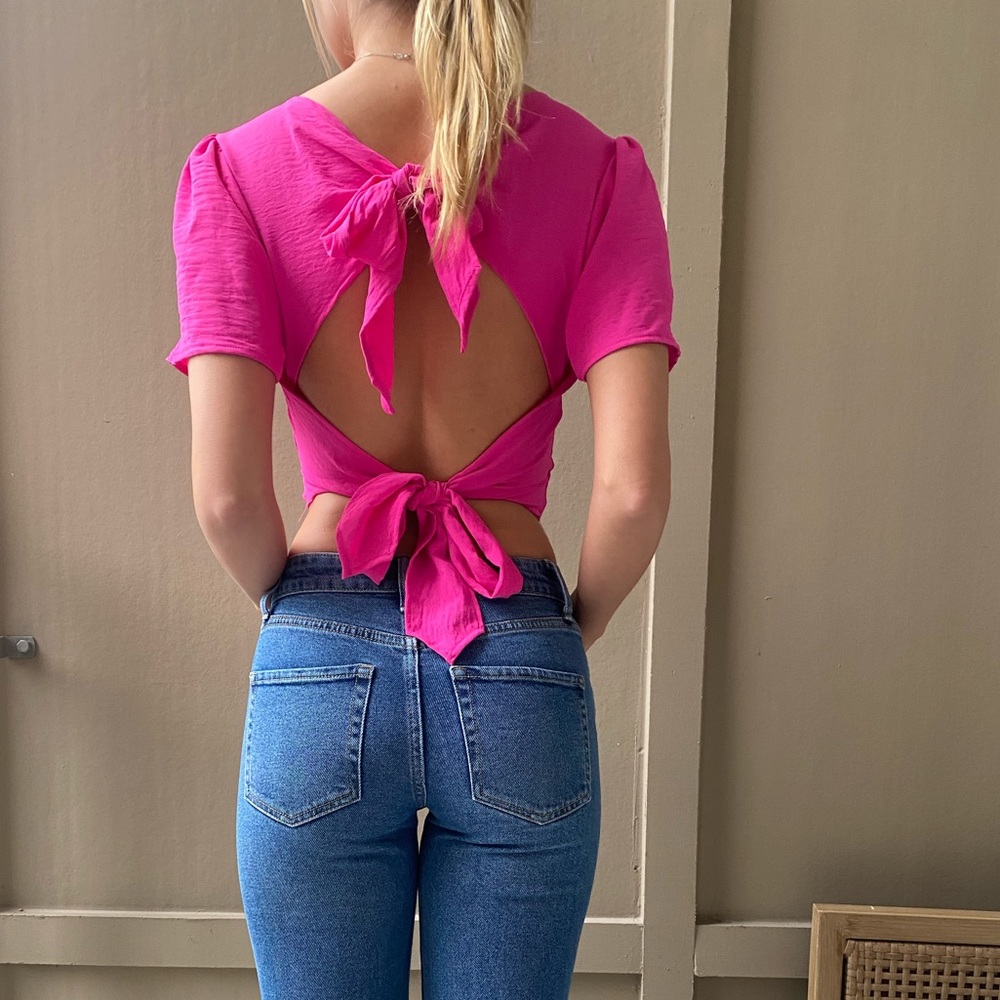 Pink Tie Back Top